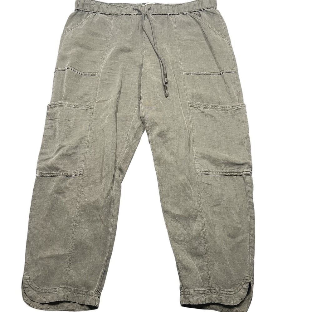 C&C California Linen Blend Cargo Pants Ankle Womens XL Baggy Coastal BOHO